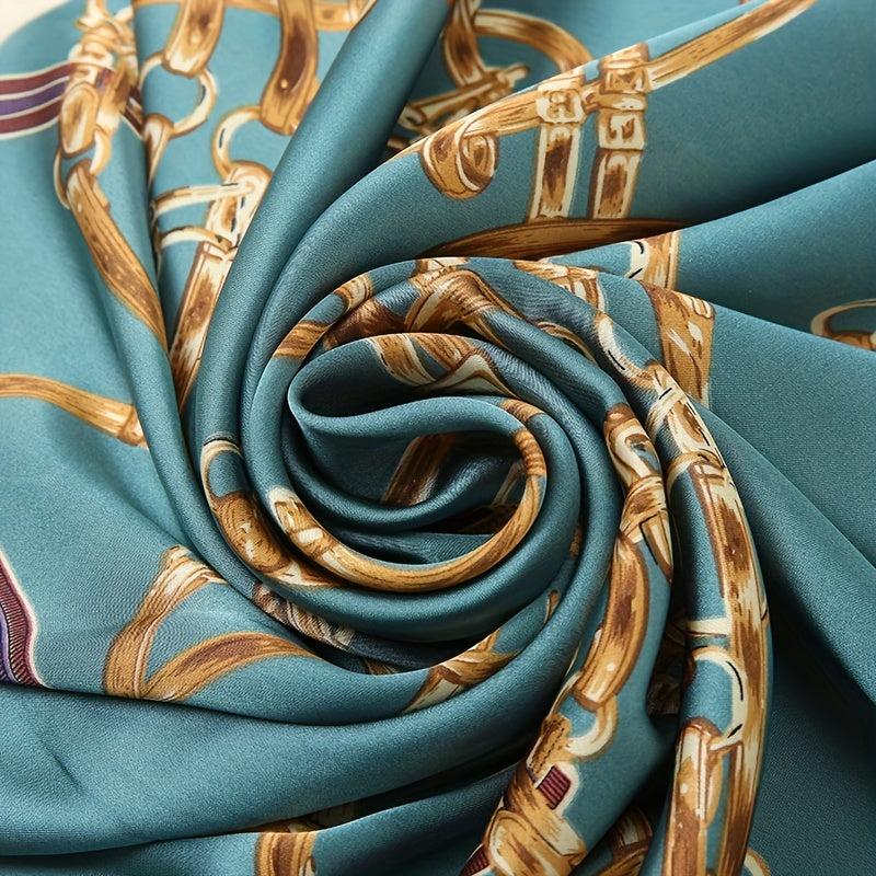 Chain Print Silk Scarf Square Shawl for Women