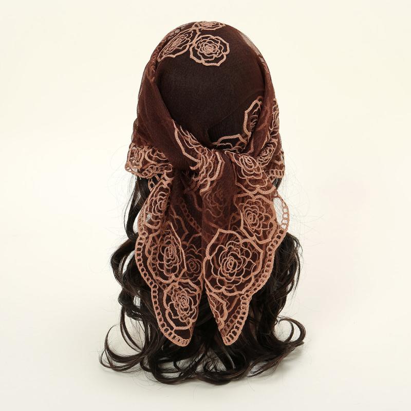 Lace Floral Embroidery Bandana Breathable Head Scarf Boho Shawl