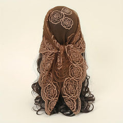 Lace Floral Embroidery Bandana Breathable Head Scarf Boho Shawl