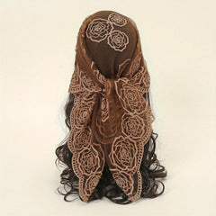 Lace Floral Embroidery Bandana Breathable Head Scarf Boho Shawl