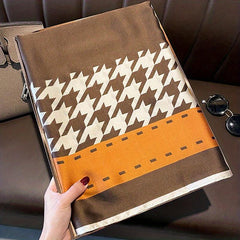 Houndstooth Scarf Satin Shawl Windproof Head Wrap