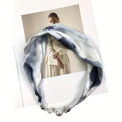 Pearl Necklace Scarf Magnetic Buckle Headband Silk Infinity