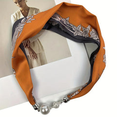Pearl Necklace Scarf Magnetic Buckle Headband Silk Infinity