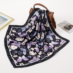 Butterfly Print Bandana Casual Square Scarf Women Neckerchief Head Wrap Hair Acc