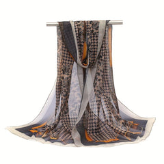 Houndstooth Paisley Print Chiffon Scarf - Vintage Windproof Head Wrap