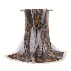 Houndstooth Paisley Print Chiffon Scarf - Vintage Windproof Head Wrap