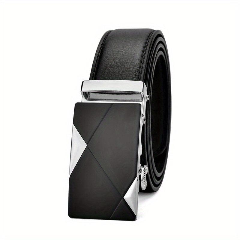 Men's Leather Belt with Metal Automatic Buckle