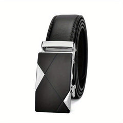 Men's Leather Belt with Metal Automatic Buckle