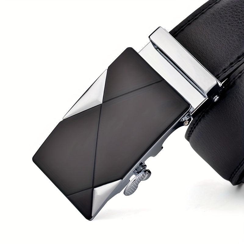 Men's Leather Belt with Metal Automatic Buckle