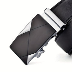 Men's Leather Belt with Metal Automatic Buckle