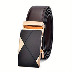 Men's Leather Belt with Metal Automatic Buckle