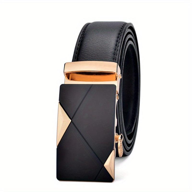 Men's Leather Belt with Metal Automatic Buckle