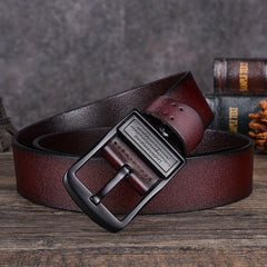 Men's Leather Belt Pin Buckle Waist Strap