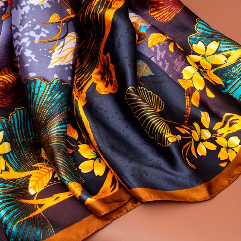 Tree & Ginkgo Leaf Pattern Scarf Shawl Wrap for Daily Decoration