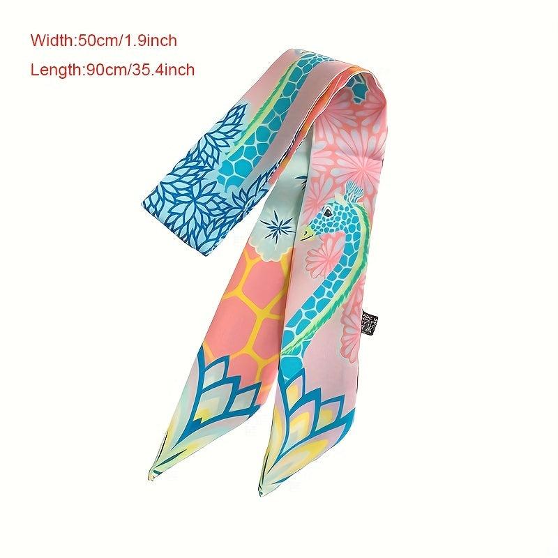 Colorful Giraffe Print Skinny Scarf Head Hair Ribbon Handbag Wrap Necktie