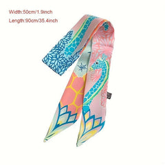 Colorful Giraffe Print Skinny Scarf Head Hair Ribbon Handbag Wrap Necktie