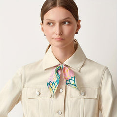 Colorful Giraffe Print Skinny Scarf Head Hair Ribbon Handbag Wrap Necktie