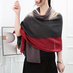 Striped Crinkle Vintage Scarf Gradient Block Shawl Women Windproof Head Wrap