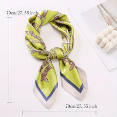 Vintage Chain Belt Print Bandana Bohemia Silk Headscarf