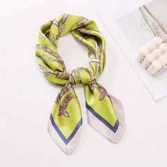 Vintage Chain Belt Print Bandana Bohemia Silk Headscarf