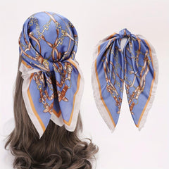Vintage Chain Belt Print Bandana Bohemia Silk Headscarf