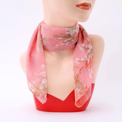 Square Chiffon Scarf Thin Flower Print Vintage Neck Scarf Women Face Mask