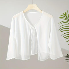 Chiffon Shawl Lace Up Cape Sunscreen Wraps Silky Solid Shawls
