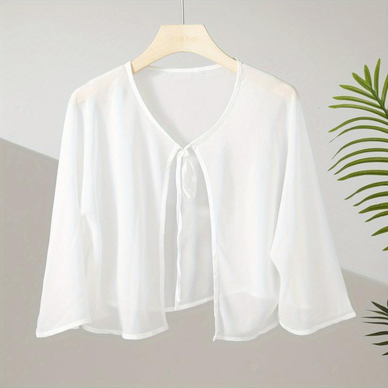 Chiffon Shawl Lace Up Cape Sunscreen Wraps Silky Solid Shawls