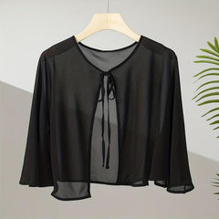 Chiffon Shawl Lace Up Cape Sunscreen Wraps Silky Solid Shawls