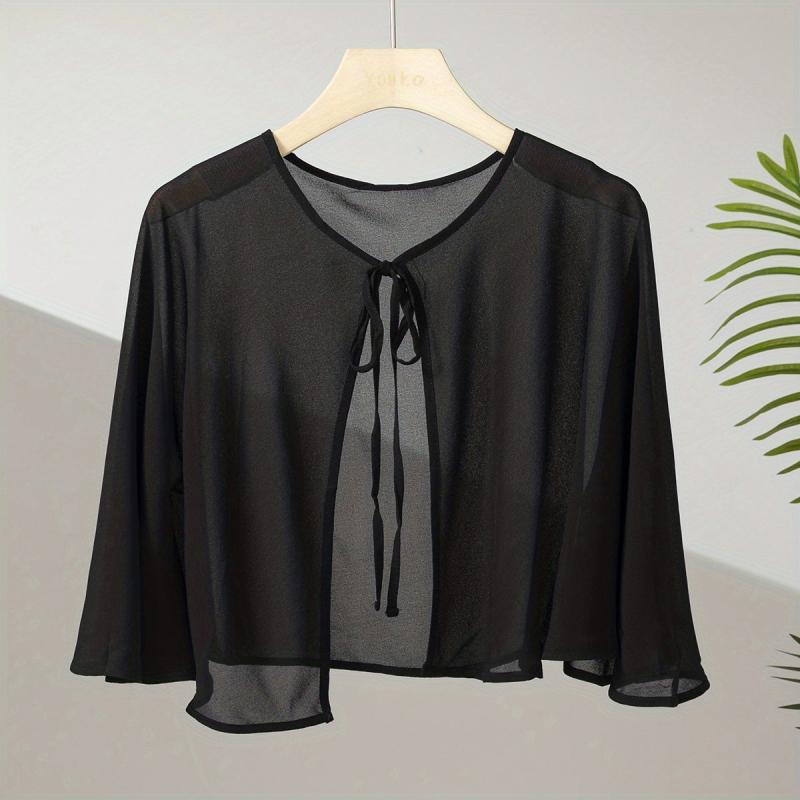 Chiffon Shawl Lace Up Cape Sunscreen Wraps Silky Solid Shawls