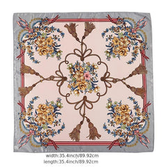 Satin Large Head Scarf For Women Square Silk Neck Scarf