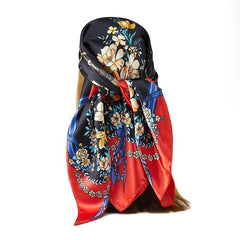 Satin Large Head Scarf For Women Square Silk Neck Scarf