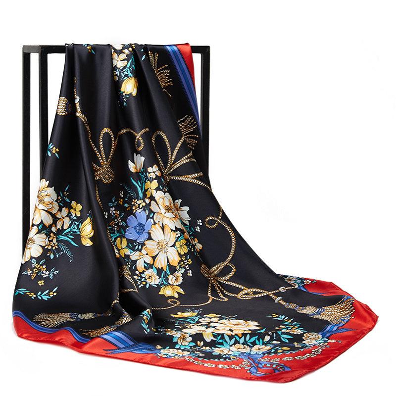 Satin Large Head Scarf For Women Square Silk Neck Scarf