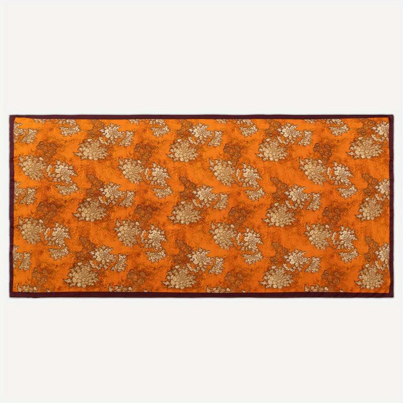 Peony Flower Print Scarf Vintage Head Wrap Silky Shawl For Women