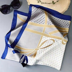 Bow Heart Print Bandana Satin Square Scarf Casual Head Wrap