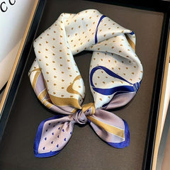 Bow Heart Print Bandana Satin Square Scarf Casual Head Wrap
