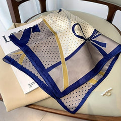 Bow Heart Print Bandana Satin Square Scarf Casual Head Wrap
