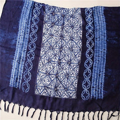 Tie Dyed Tassel Scarf Vintage Print Shawl Boho Windproof Head Wrap