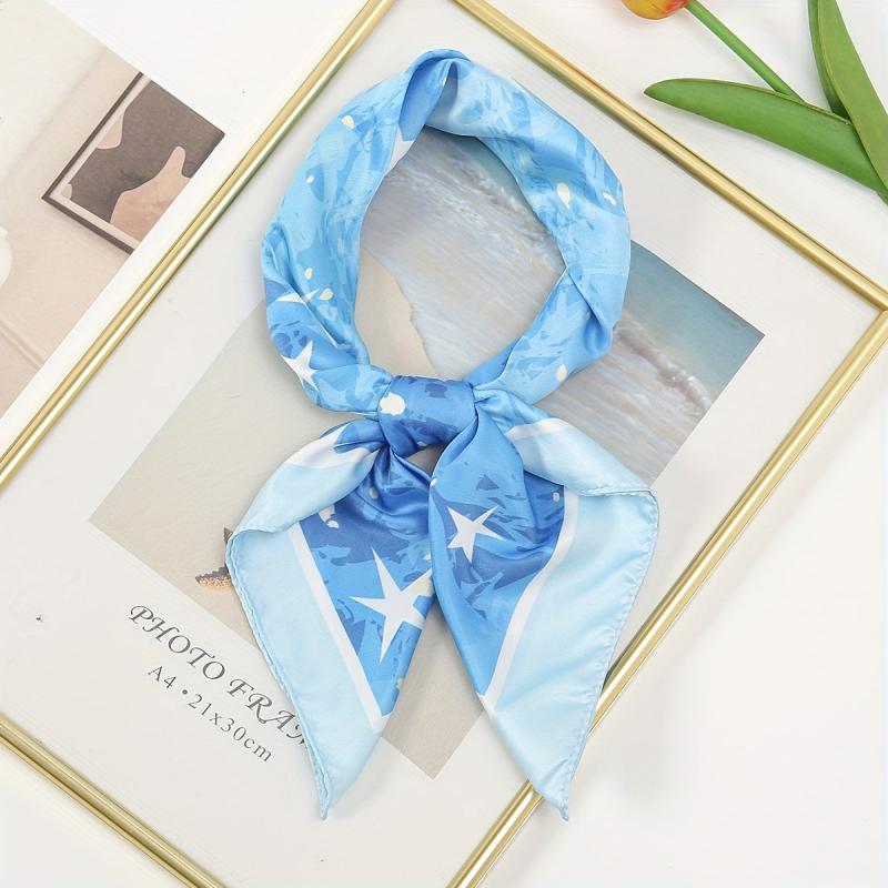 Stars Print Bandana Casual Square Scarf Women Neckerchief Head Wrap