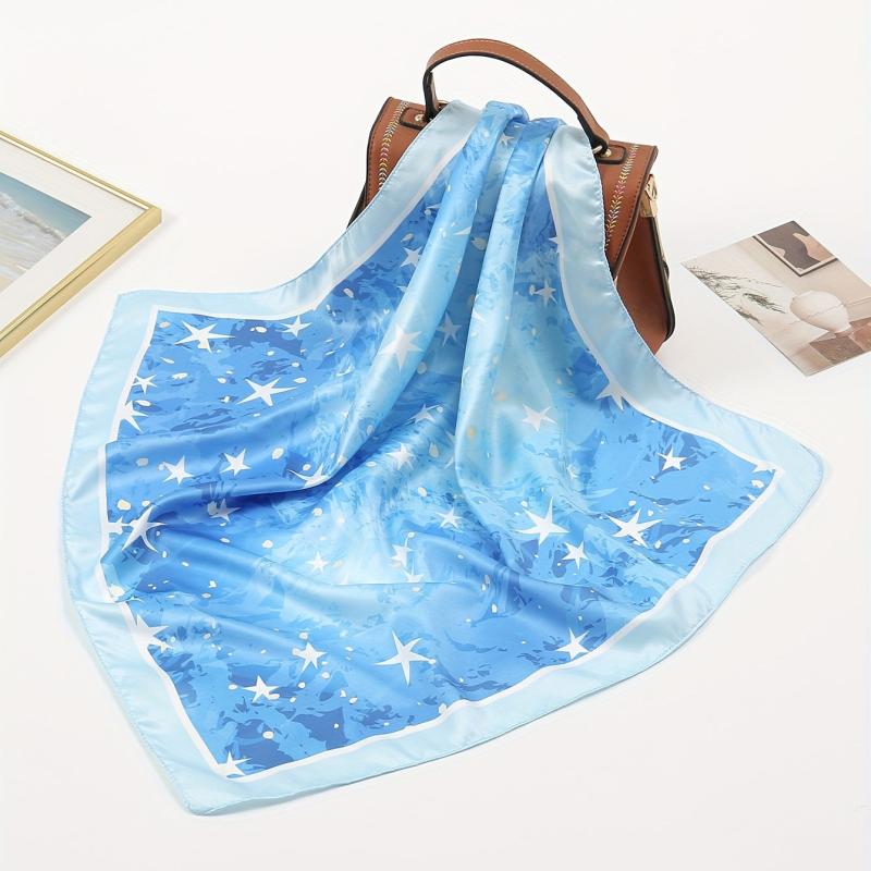 Stars Print Bandana Casual Square Scarf Women Neckerchief Head Wrap