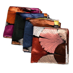 Satin Leaf Printed Large Square Scarf Silk Scarf Head Scarf