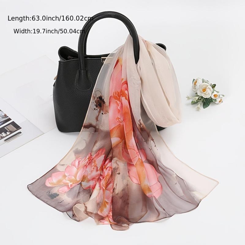 Lightweight Floral Pattern Scarf Shawl for Women Sunscreen Shawls