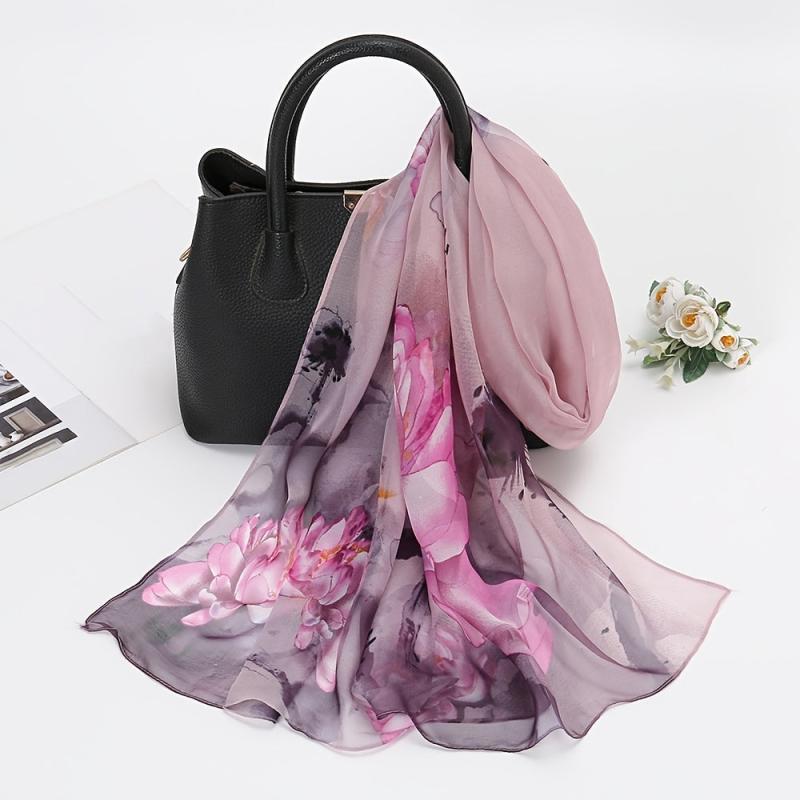 Lightweight Floral Pattern Scarf Shawl for Women Sunscreen Shawls