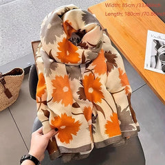 Vintage Flower Print Large Scarf for Women