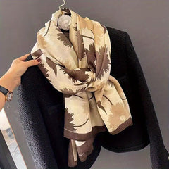 Vintage Flower Print Large Scarf for Women
