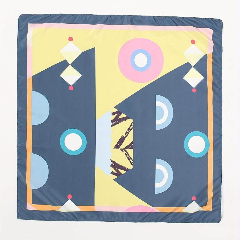 Geometric Block Bandana Printed Square Scarf Women Casual Neckerchief
