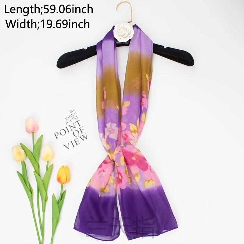 Bohemia Chiffon Scarf Classic Flower Print Shawl Sunscreen Windproof Wrap