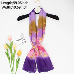 Bohemia Chiffon Scarf Classic Flower Print Shawl Sunscreen Windproof Wrap