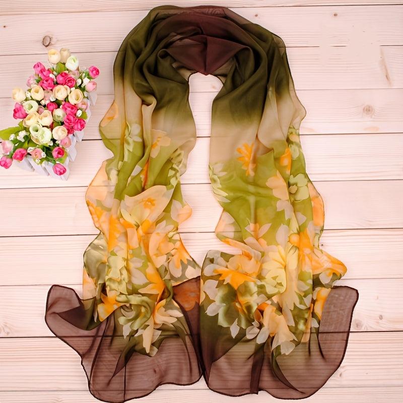 Bohemia Chiffon Scarf Classic Flower Print Shawl Sunscreen Windproof Wrap