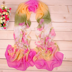 Bohemia Chiffon Scarf Classic Flower Print Shawl Sunscreen Windproof Wrap